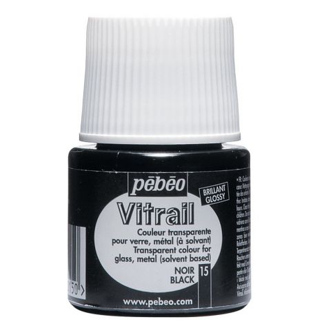 Farba witrażowa do szkła Pebeo Vitrail 45ml, Czarna/15 Black transparentna